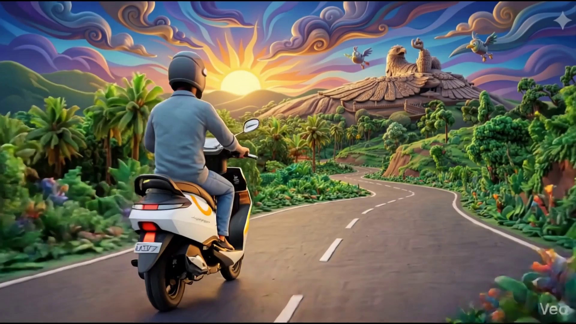 Scooter journey through Varkala beach road